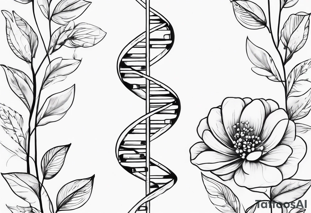 minimalist dna with floral elements tattoo idea