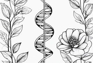 minimalist dna with floral elements tattoo idea