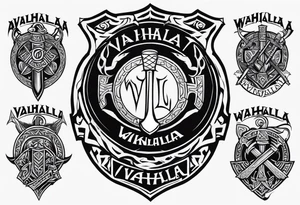 Valhalla viking shield hatchet sword tattoo idea