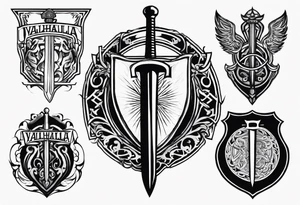 Valhalla sword round shield tattoo idea