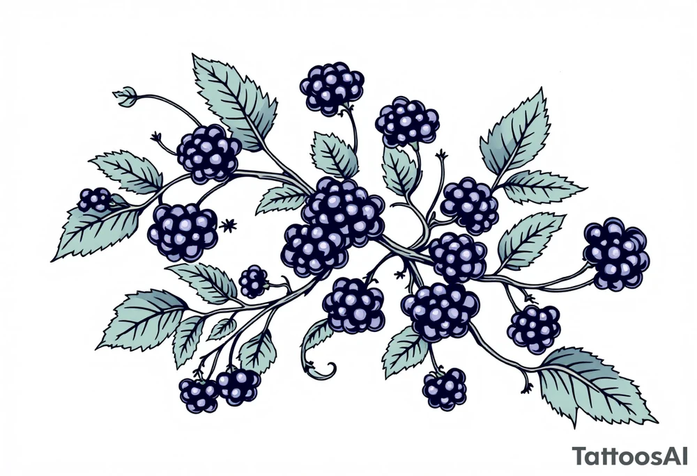 American traditional style Blackberry vine in a line tattoo idea