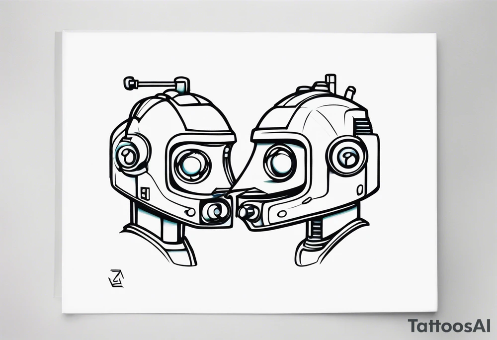Kissing robot tattoo idea