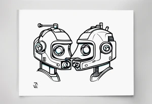 Kissing robot tattoo idea