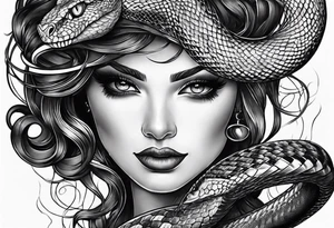 Snake wrapped around hand intigrated tattoo idea