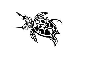 Turtle with a trident tattoo idea