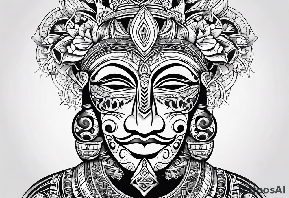 Tribal Tattoo with flowers and patterns tattoo idea