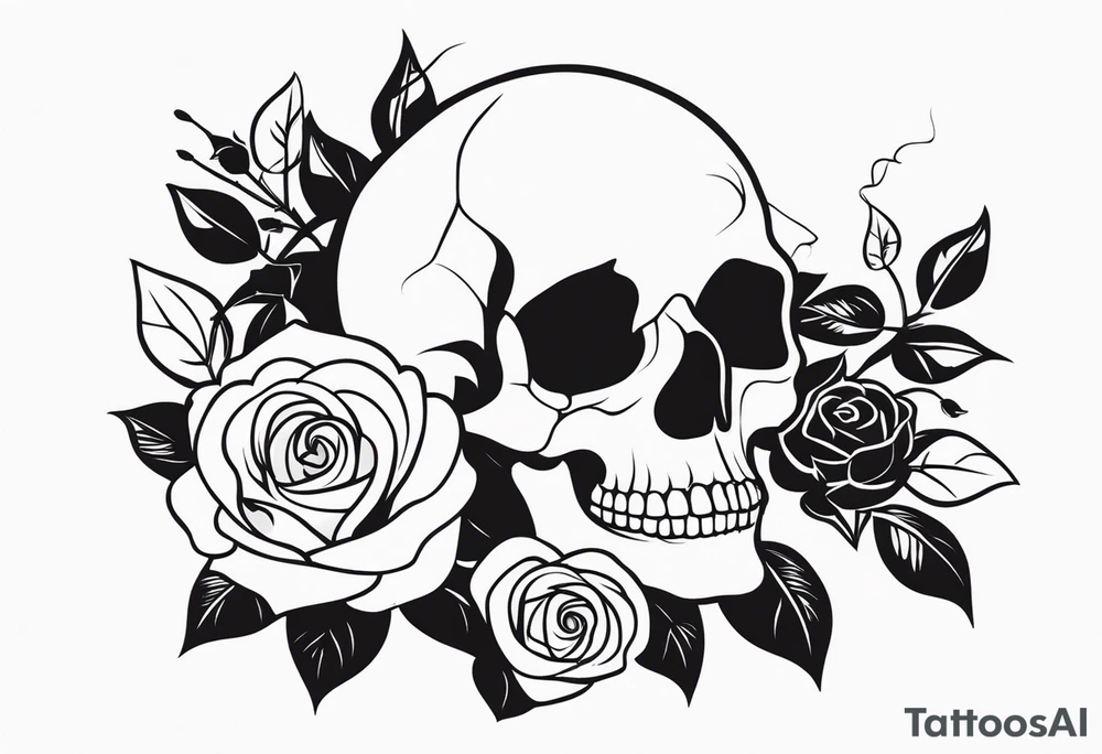 skull and roses tattoo idea
