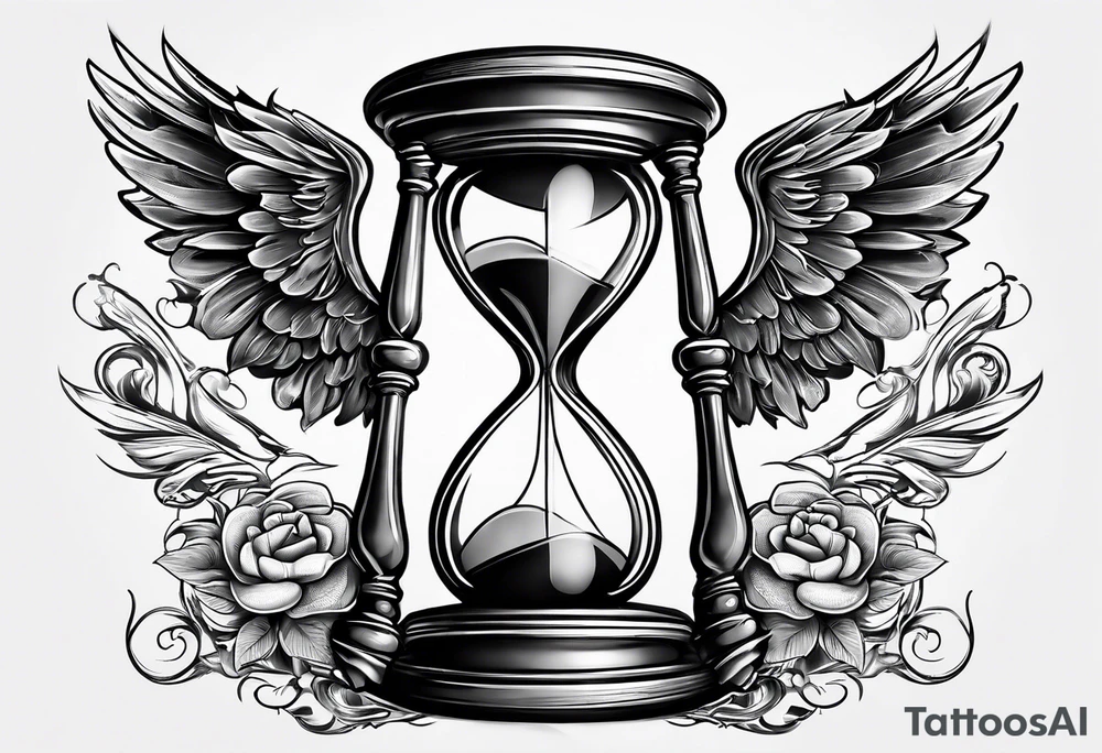 hourglass with wing carpe diem for men tattoo idea