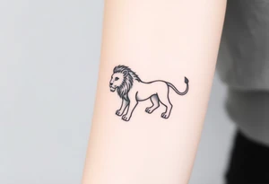 minimalist lion on female forearm tattoo idea
