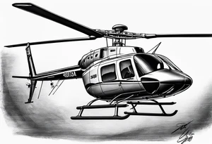 a bell 407 helicopter with the name "T. Sousa" on it. tattoo idea