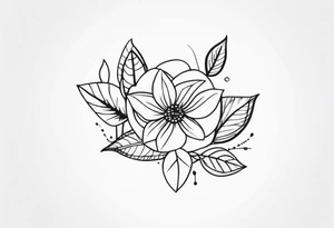 small feminine minimalist tattoo of leafs and flower on wrist tattoo idea