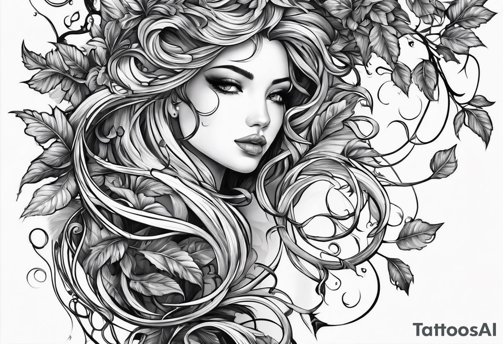 Leafy vines with chain tattoo idea