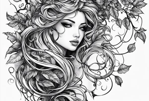 Leafy vines with chain tattoo idea