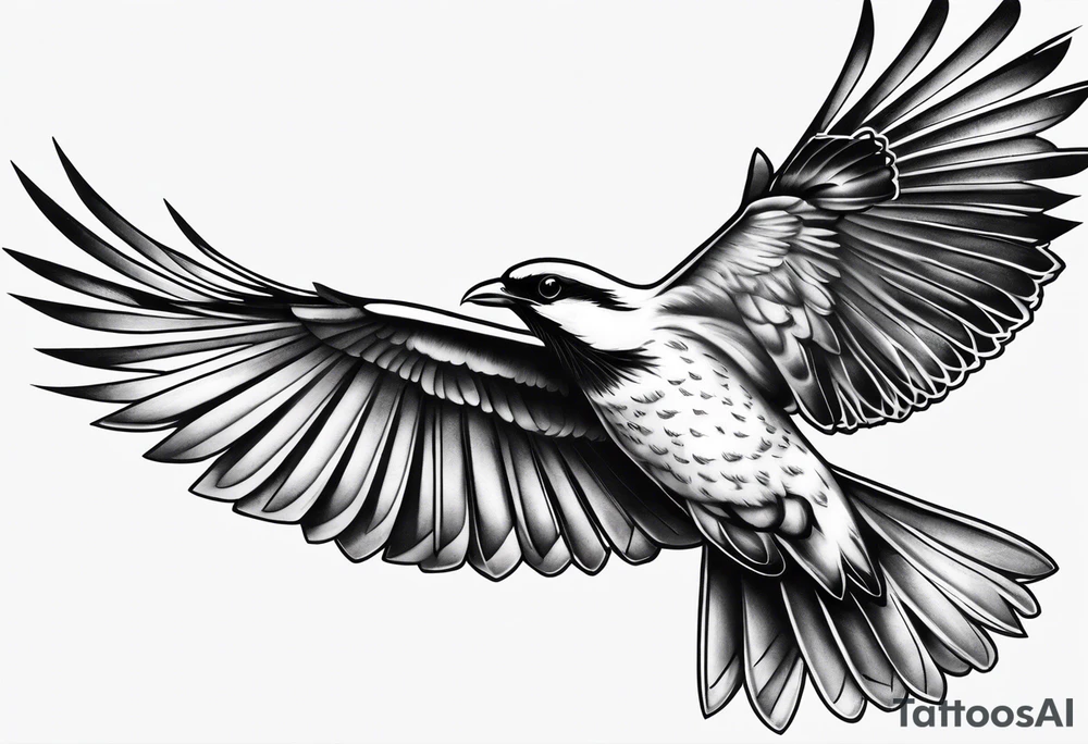 Make a preview of Bird in Flight.
This tattoo should be mark as a sign of freedom.
The tattoo should be on the leg tattoo idea