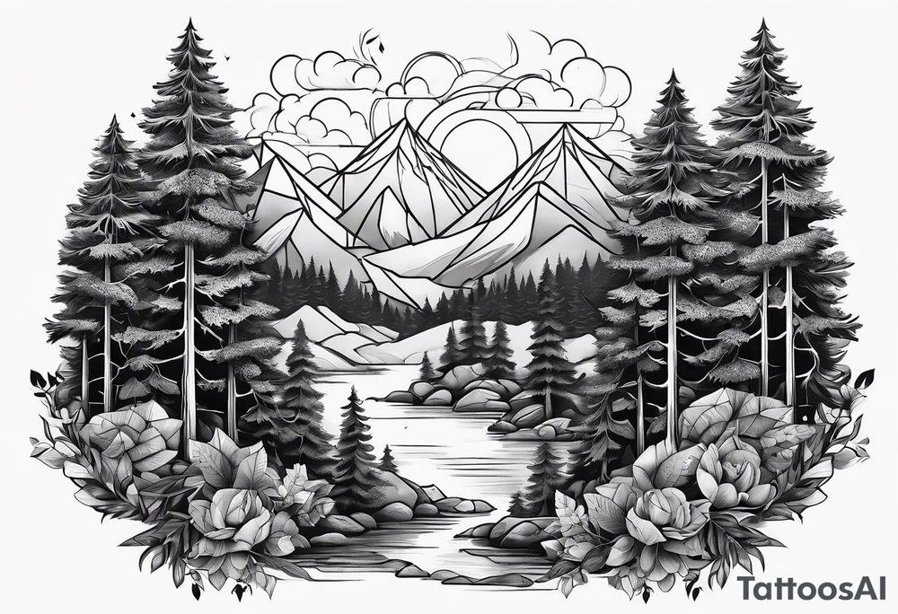 forest, lineswork tattoo idea
