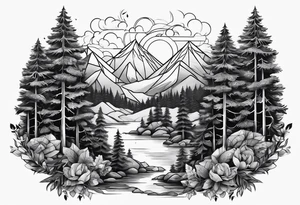 forest, lineswork tattoo idea