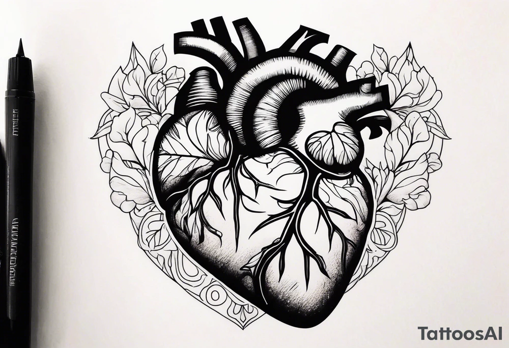 an actual human heart tattoo idea