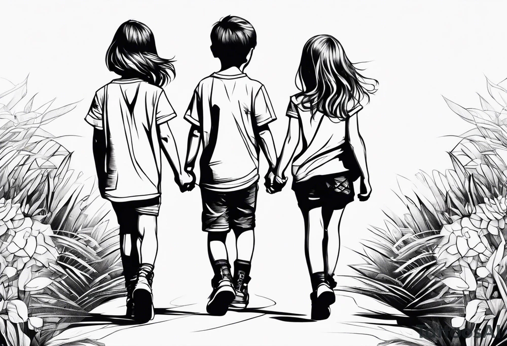 little 
1 boy 2 girls walking tattoo idea