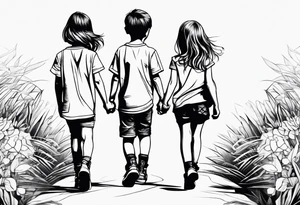 little 
1 boy 2 girls walking tattoo idea