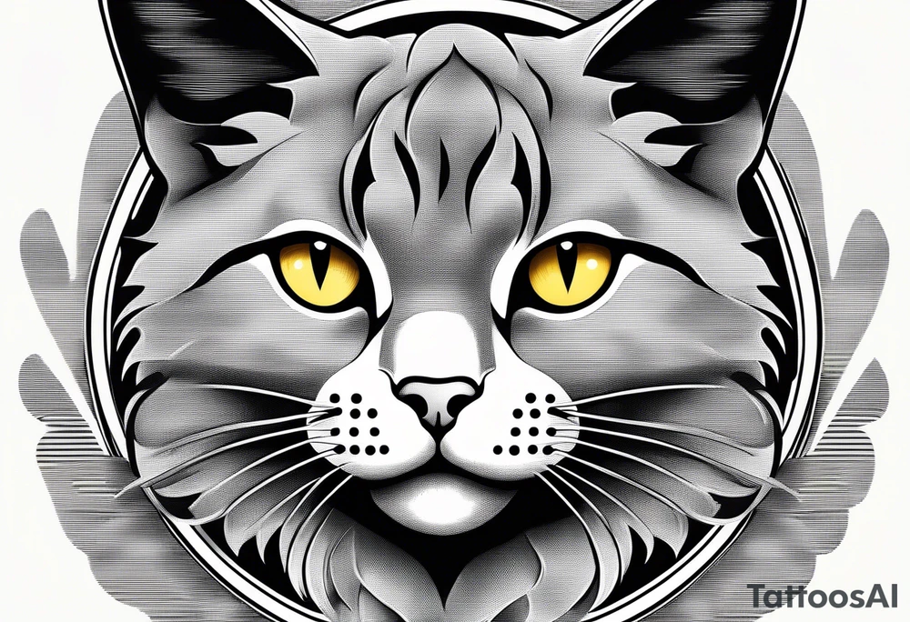 yellow cat tattoo idea
