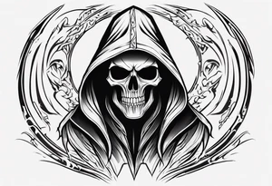 Upper half of a hooded reaper with no weapon tattoo idea