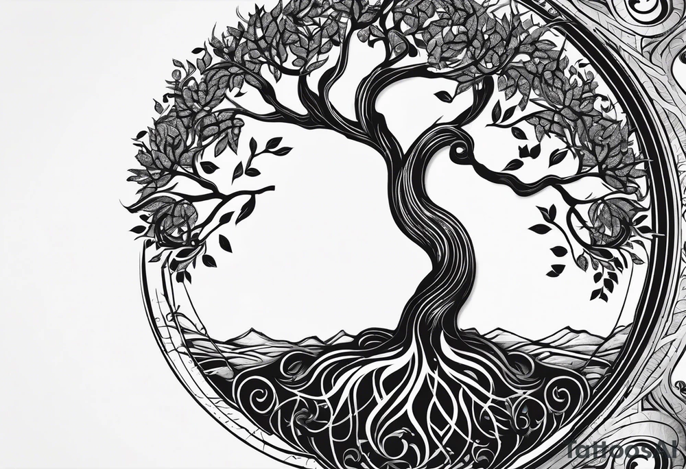 Circular tree of life, with "D3" in the branches, and, "S" and "J" in the roots tattoo idea