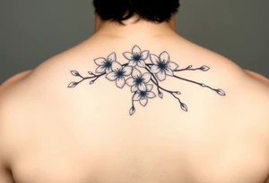 delicate cherry blossoms swirling in spring breeze with petals tattoo idea