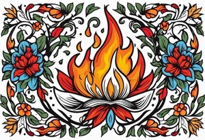flames of fire
old school vintage simple traditional design surrounded by vintage flowers


bold color simple tattoo idea