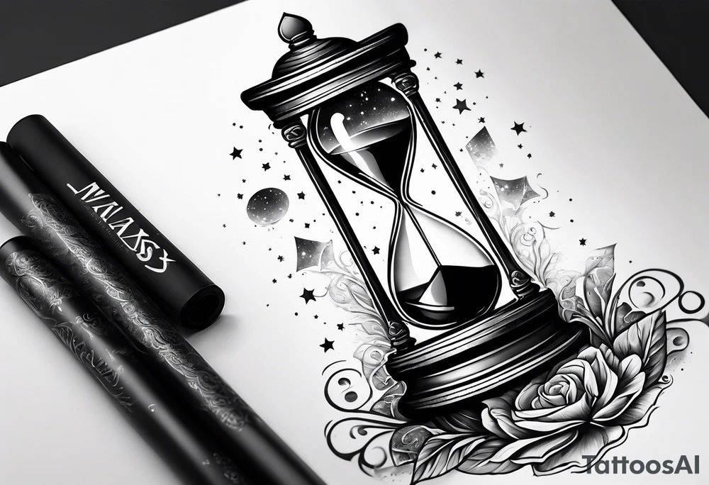 a galaxy inside an hourglass tattoo idea