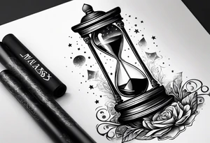 a galaxy inside an hourglass tattoo idea