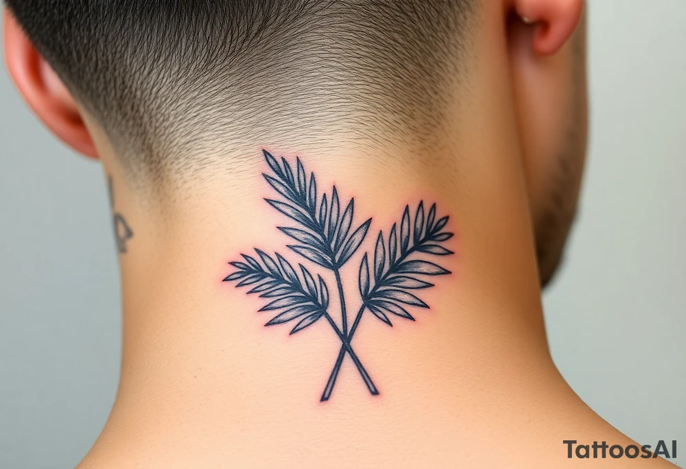 large woven palm leaves tattoo idea