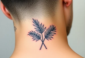 large woven palm leaves tattoo idea