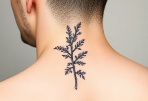 cedar bough behind the ear tattoo idea