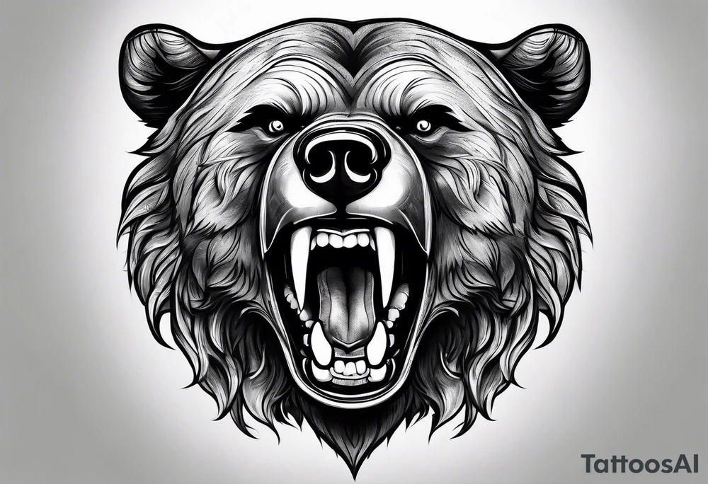 bear showing teeth tattoo idea