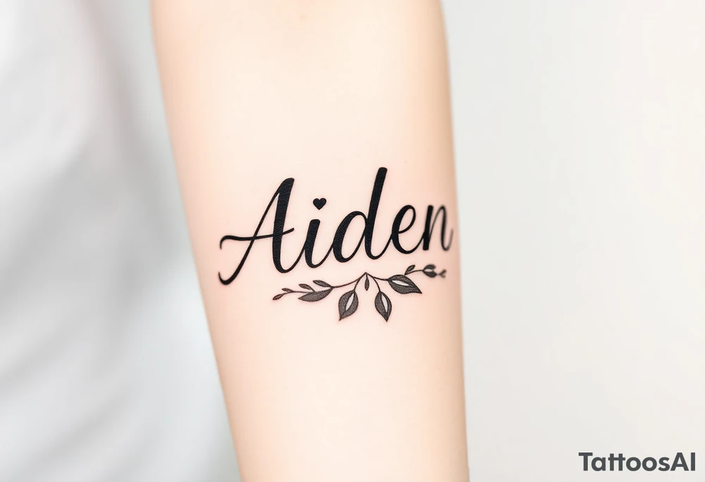 The name Aiden with love theme around it tattoo idea