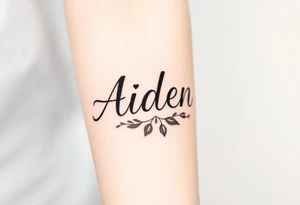 The name Aiden with love theme around it tattoo idea