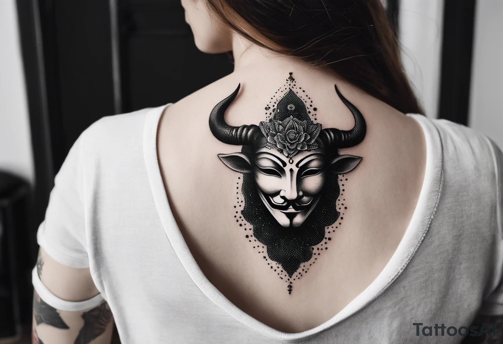 Anonymous with horns tattoo idea
