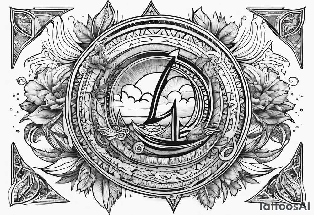 symbols representing adventure and karma, with flowing elements to signify your go-with-the-flow attitude. tattoo idea