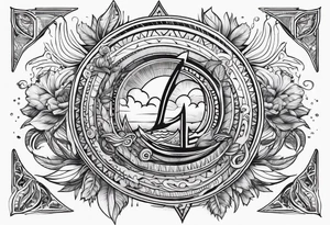 symbols representing adventure and karma, with flowing elements to signify your go-with-the-flow attitude. tattoo idea