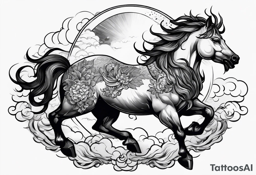 a kirin surrounded by cloud tattoo idea