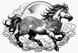 a kirin surrounded by cloud tattoo idea
