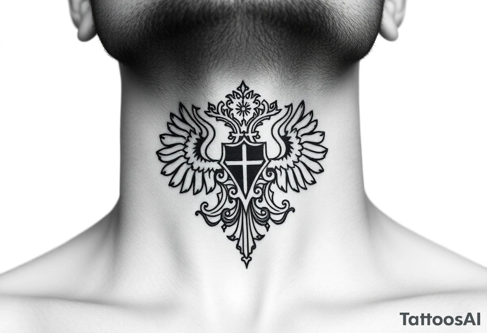 russian christian orthodox military neck design front facing tattoo idea