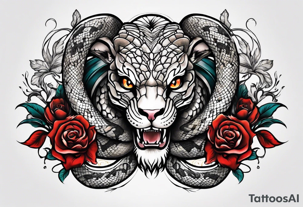 Arm sleeve with a snake with 3 heads tattoo idea