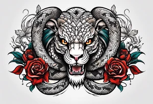 Arm sleeve with a snake with 3 heads tattoo idea