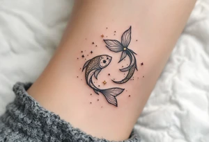 This Pisces tattoo features the star constellation in shimmering gold ink, blending cosmic beauty with astrological meaning. tattoo idea