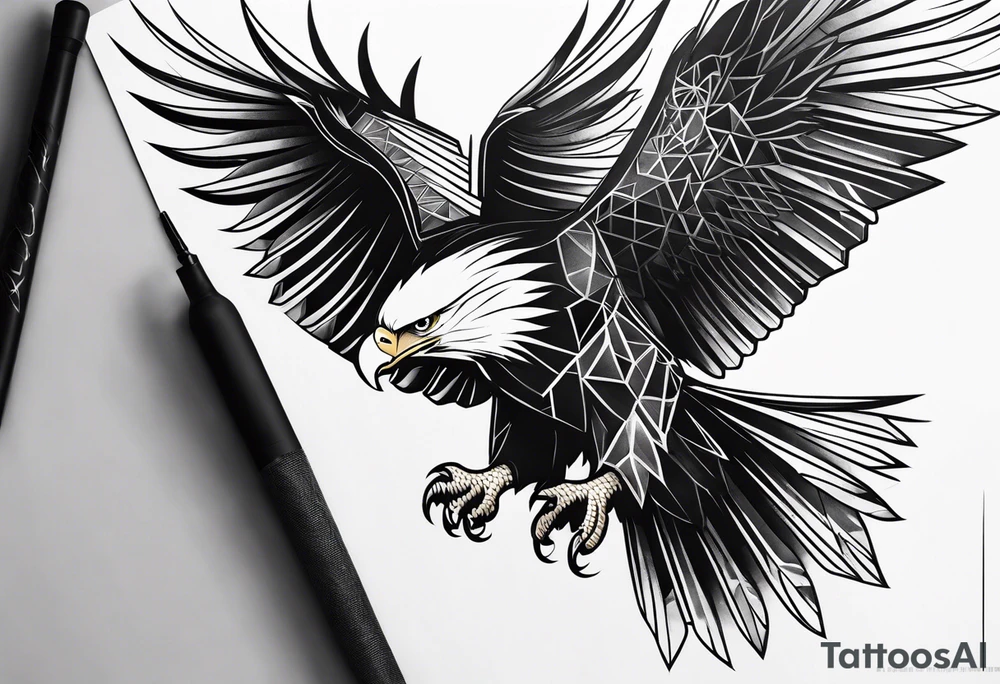 eagle, geometric, subtle, men, forearm tattoo idea