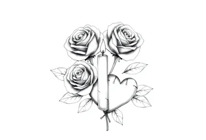 blue, Passed baby, two roses, two candles, hearts tattoo idea