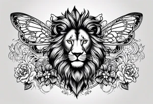 Bees, Lion, the word Papi with the date 4/15/23. tattoo idea