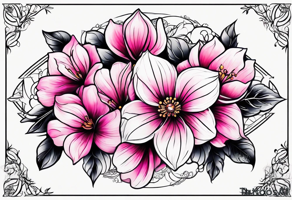 Pink flowers tattoo idea
