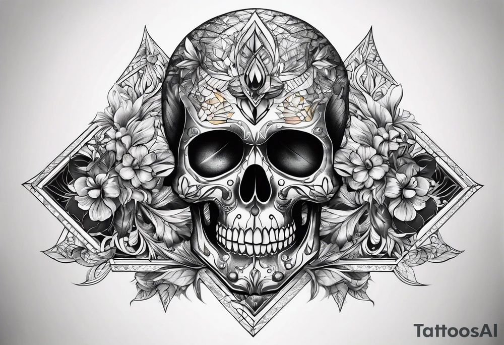 Diamond skull add gemstones tattoo idea